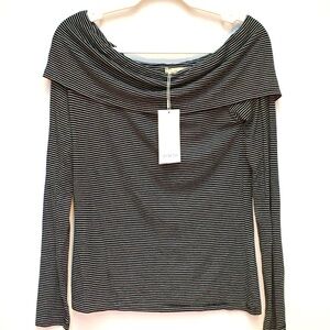 By Together Worth Collective Rowena Knit Blouse Medium Off The Shoulder Stripped
